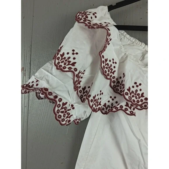 Rebecca Minkoff Dena Heiler Dress Size 4 White Red Off Shoulder Mini Date Night - Picture 5 of 12